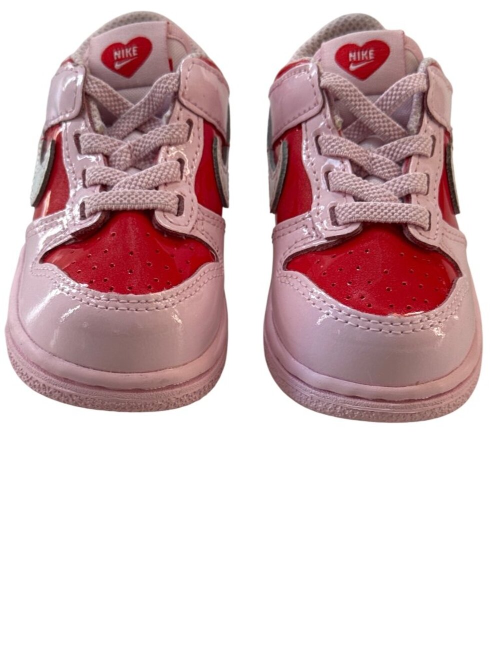 NIKE Baby Girls Pink/Red Patent Leather Sneakers US 6C Heart Design Toddler - Picture 2 of 9